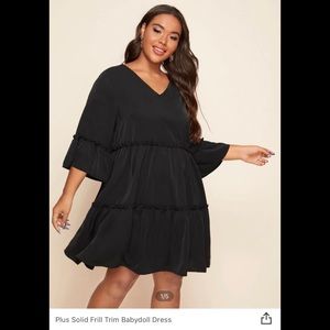Shein Curve Solid Frill Babydoll Dress
